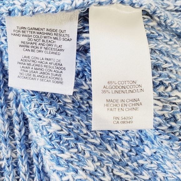 NWT Jones New York Knit Sweater Vest Size 1X V-Neck Cotton Linen Blue Pullover - Picture 8 of 10
